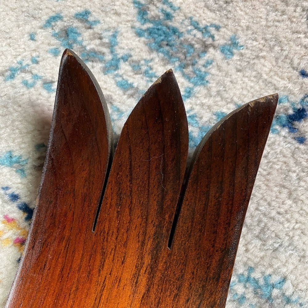 Vintage 1970s Large Wooden Spoon and Fork Wall Candlestick Art - Picture 8 of 10
